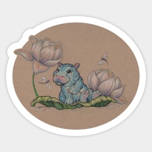 Very Small Lotus Hippo Sticker